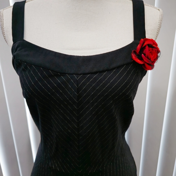 🆑️ Ruby Rox Pin Striped Dress | Black Red Rose Detail Prom 13 - Picture 5 of 16